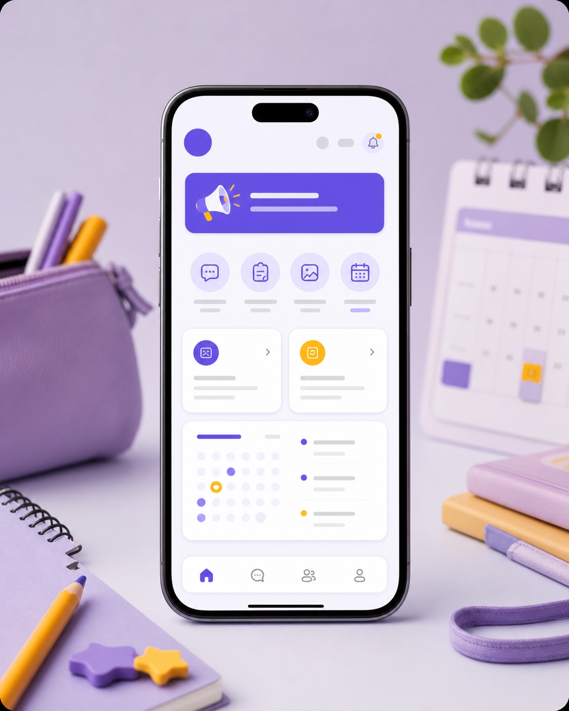 Aplicación móvil de KiddoSync con mensajes, calendario y autorizaciones